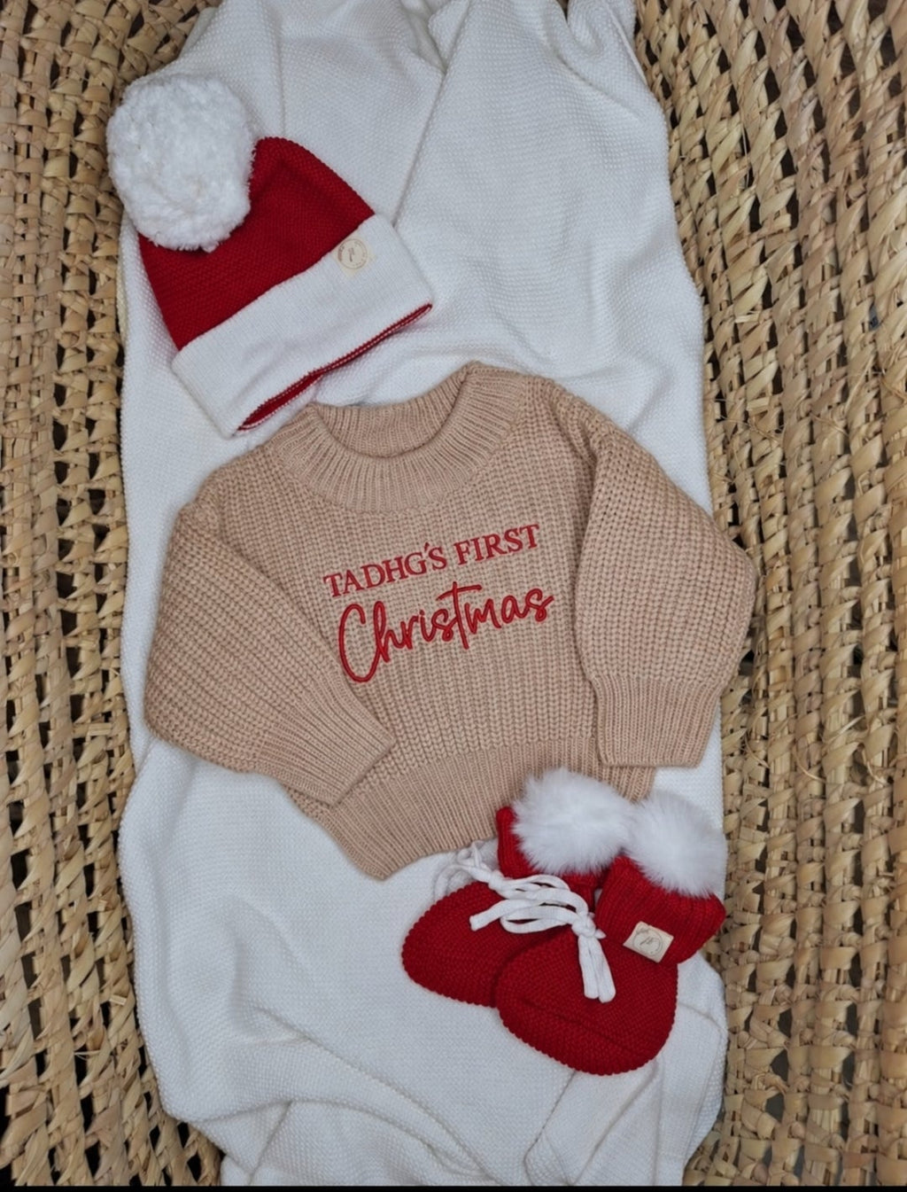 Christmas Jumper, Hat and Booties