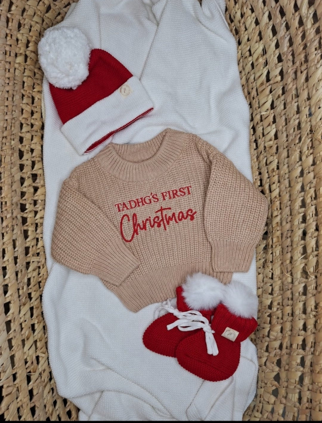 Christmas Jumper, Hat and Booties