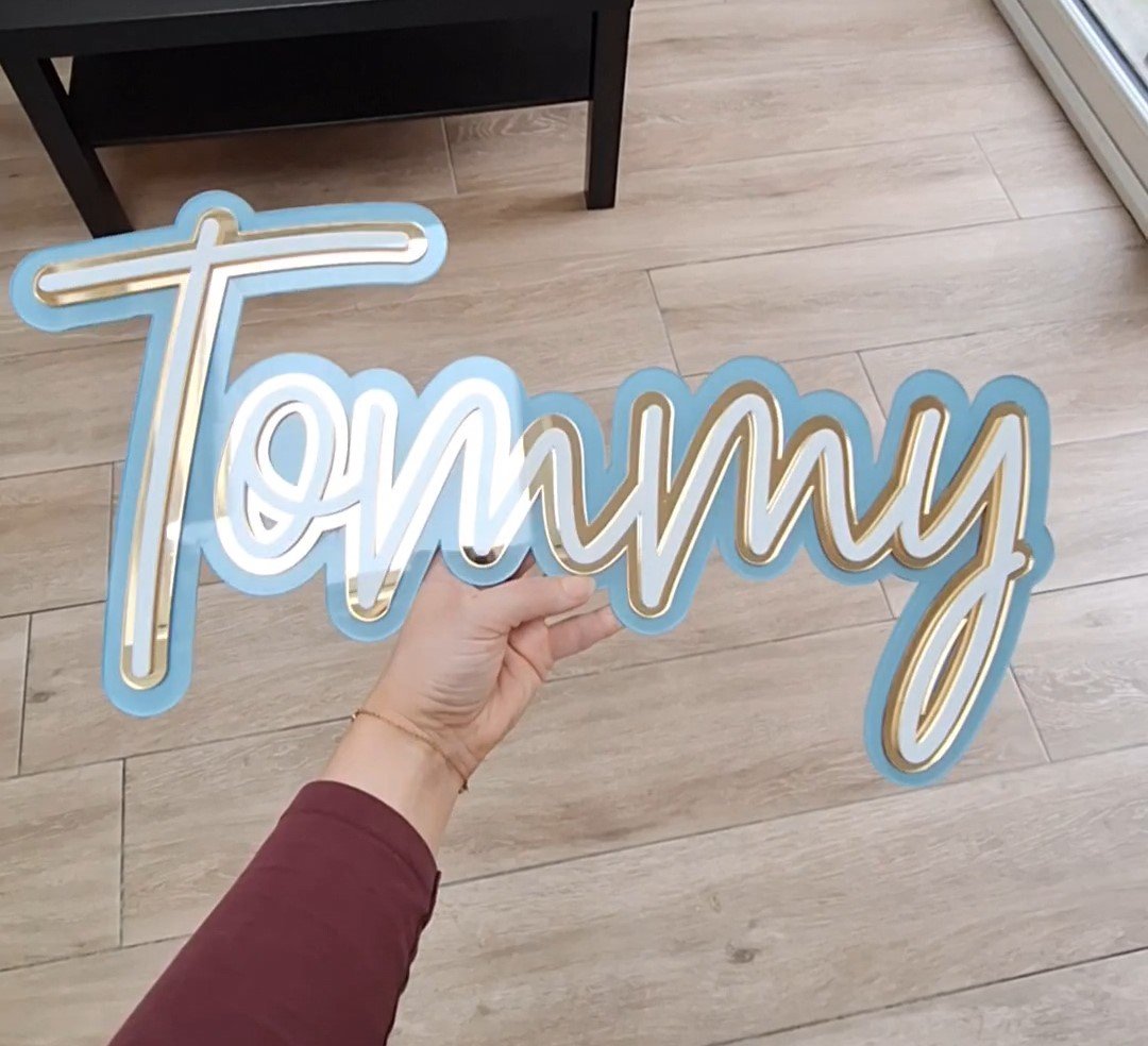 Cursive 3 Layer Wall Sign